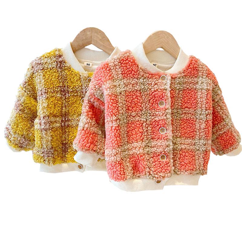 Jackets Baby Girl Winter Clothes 2021 Girls Thick Lamb Velvet Plaid Jacket Children's Particle Cardigan Turtleneck Top, Blue;gray
Jackets Baby Girl Winter Clothes 2021 Girls Thick Lamb Velvet Plaid Jacket Children's Particle Cardigan Turtleneck Top, Blue;gray