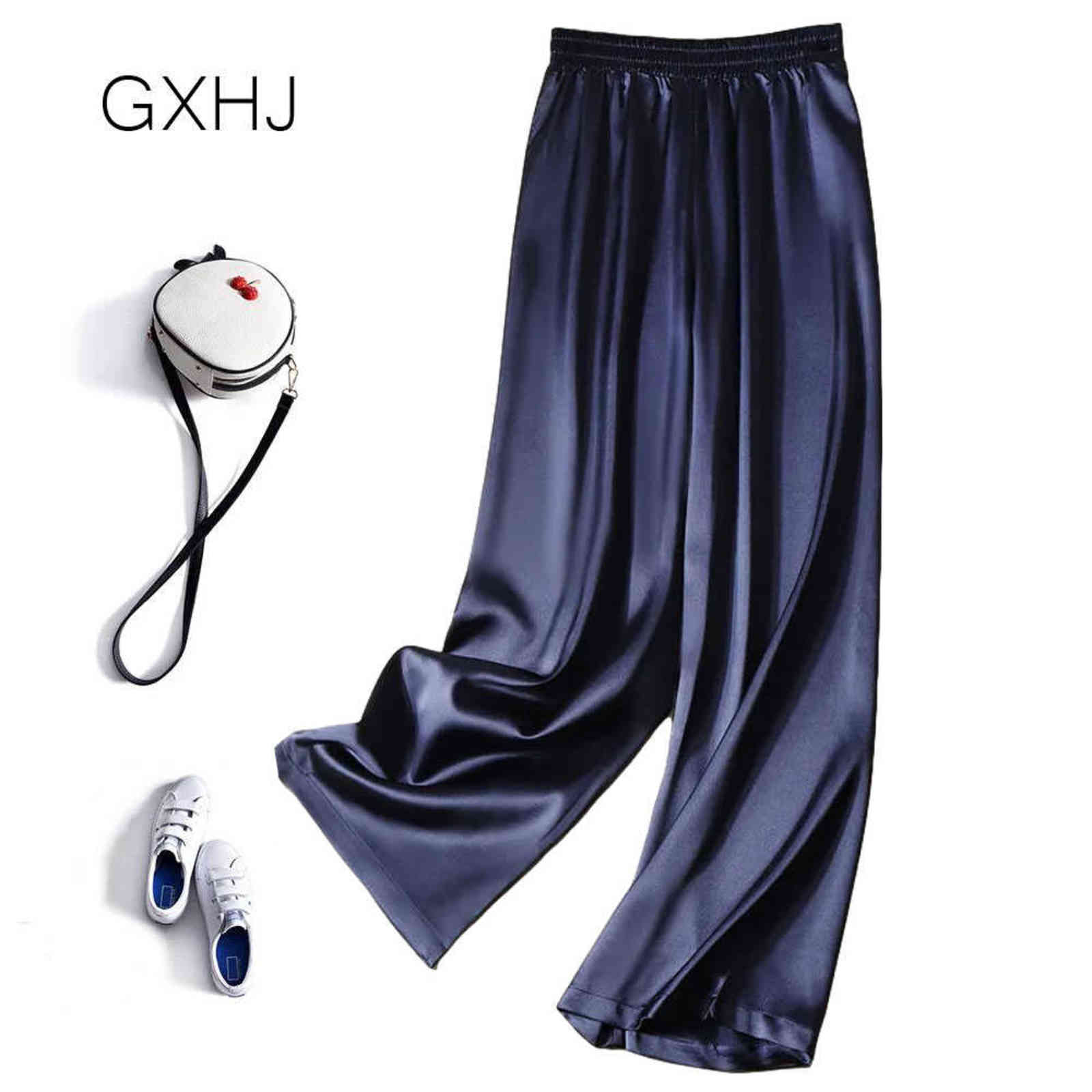 pantalon pour femme Women Straight Pants Wide leg full length Streetwear Loose Casual trousers satin elegant pants LHJ018 211115