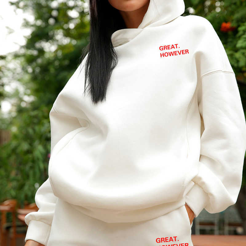 Letter Printed Women's Fleece Tracksuit Hoodies Hooded Oversized Long Sleeve Suit 2 Piece Set Female Sport Pants Lady Set 210709