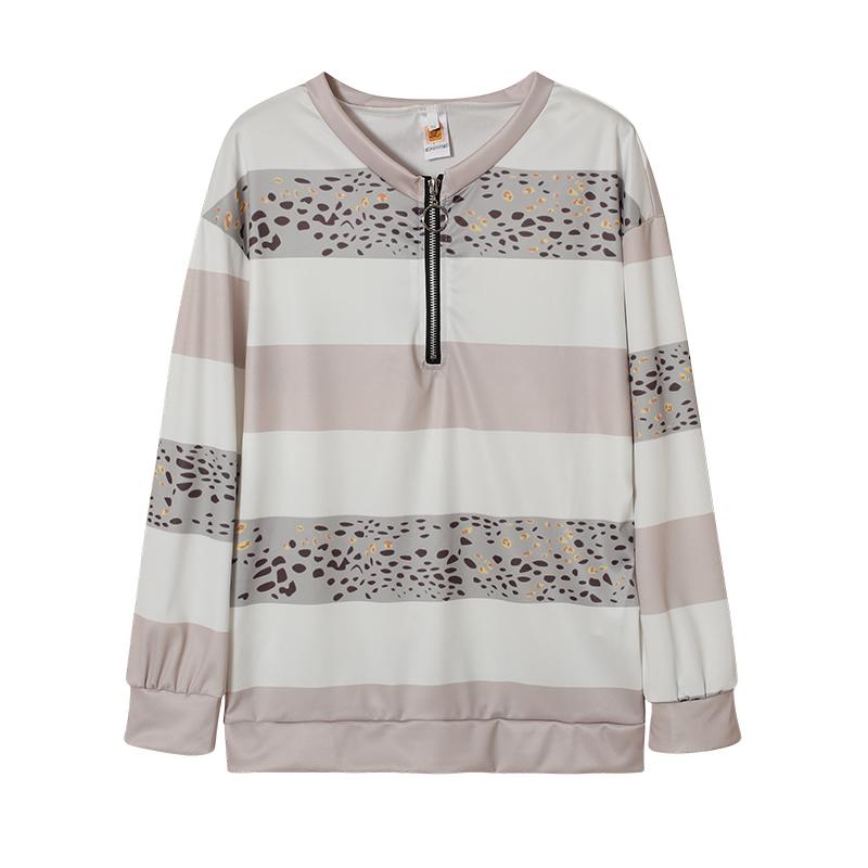 Women's Hoodies & Sweatshirts Clothing Spring Autumn Patchwork Starry Sky Striped Print Hooddies Zipper Long Sleeve Loose Tops Woman B4