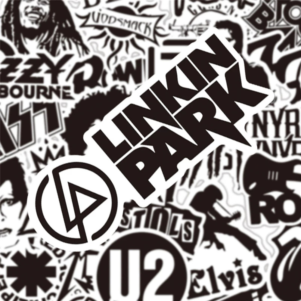 10/30/50PCS Black and White Rock Band Stickers Punk Skateboard Car Motor Laptop Guitar Kids Classic Toy Graffiti Decal Stickers Car