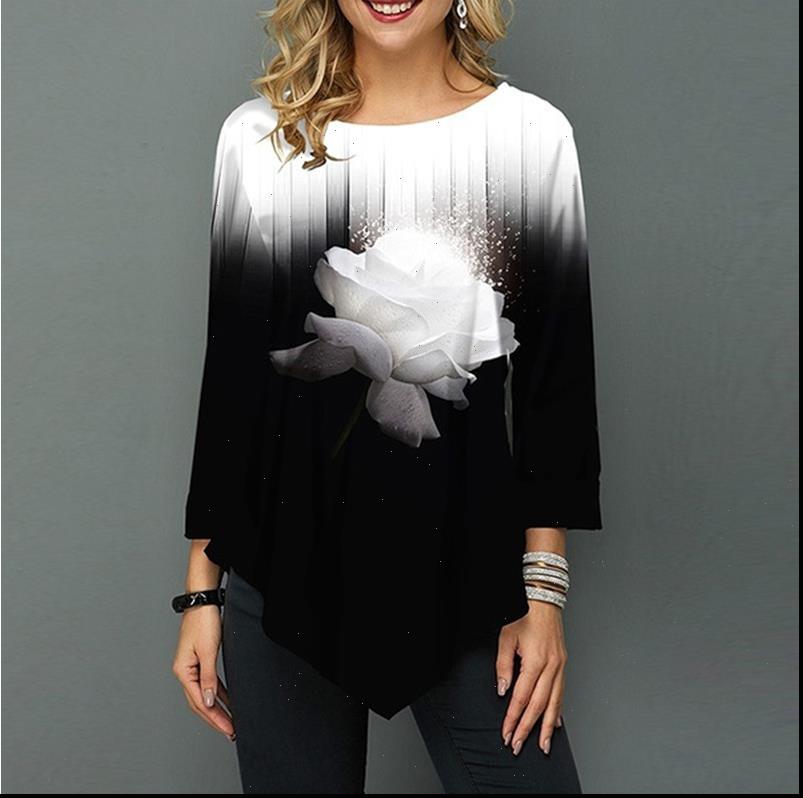 shirt women blouse spring summer printing 3 4 sleeve casual hem irregularity female fashion plus size, White
shirt women blouse spring summer printing 3 4 sleeve casual hem irregularity female fashion plus size, White