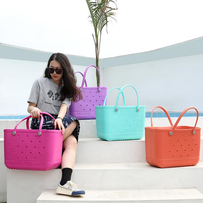 Party Favor Fashion Beach Bags Leopard Solid Color Summer Eva Basket Women Capacity Bag Totes Drop