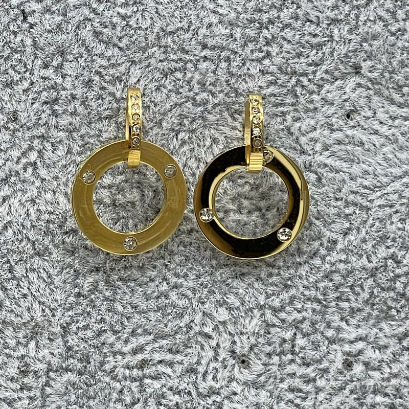European Brand Letter Studs Gold/Silver rose CZ Zircon Charms enamel earrings Stainless Steel Cubic Zirconia stud Double Letters women jewelry
