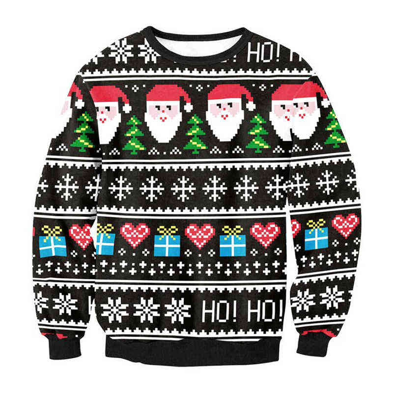 Women Men Ugly Christmas Sweater Sweatshirt 3D Christmas Tree Snowflakes Reindeer Print Autumn Winter Holiday Party Xmas Jumpers Y1118