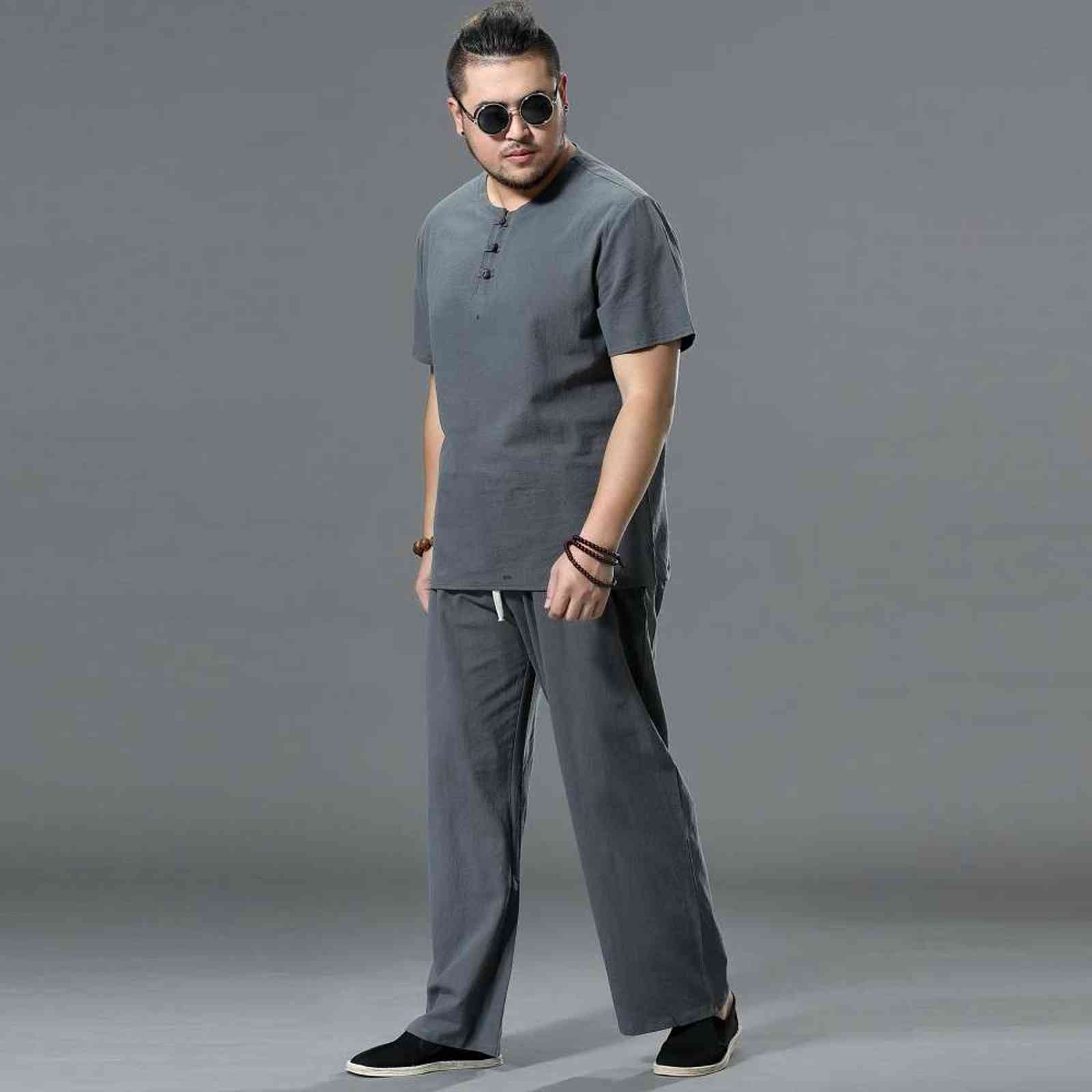 Pants Large Size Summer Men's Cotton Tall Big Sizes Wide Leg Linen Pant Oversized Jogger Trousers Male Plus Size Loose Pants Men 211112