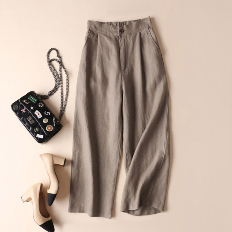 Casual Office Lady Loose Pants Bottoms Summer Vintage Women Wide Leg Elastic Waist Cotton Linen Trousers 210517, Dark khaki
Casual Office Lady Loose Pants Bottoms Summer Vintage Women Wide Leg Elastic Waist Cotton Linen Trousers 210517, Dark khaki