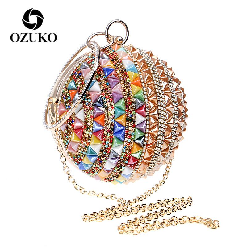 Women Clutches Ceramics Beaded Diamonds Rivet Fashion Round Ladies Evening Clutch Bag Crystal Wedding Party Bridal Purse Bags
Women Clutches Ceramics Beaded Diamonds Rivet Fashion Round Ladies Evening Clutch Bag Crystal Wedding Party Bridal Purse Bags
