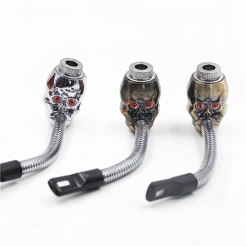Creative Skull Pipe with Lamp Metal Bendable Portable Smoking Pipes Spot Wholesale Personalized Smoke Set bongs
Creative Skull Pipe with Lamp Metal Bendable Portable Smoking Pipes Spot Wholesale Personalized Smoke Set bongs
