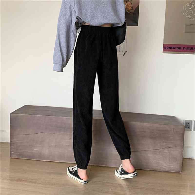 Nomikuma Corduroy Harem Pants Autumn New Stretch High Waist Women Trousers Causal Solid Long Pants Mujer Pantalones 6C633 210427