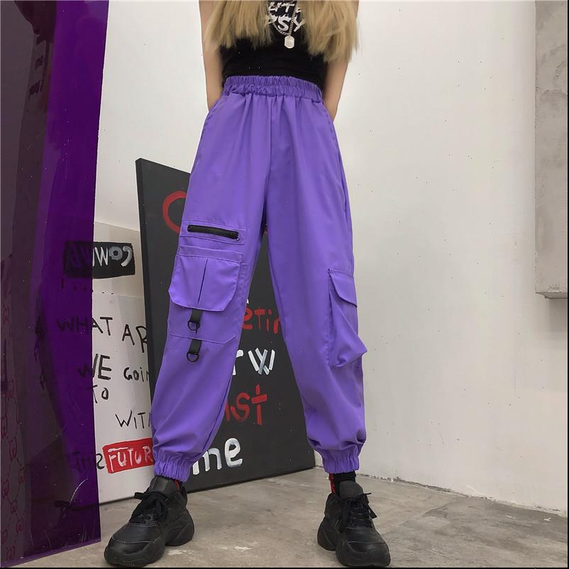 summer womens pant cargo pants woman purple black solid pocket streetwear elastic waist female hiphop loose chic fashion trousers, Black;white
summer womens pant cargo pants woman purple black solid pocket streetwear elastic waist female hiphop loose chic fashion trousers, Black;white