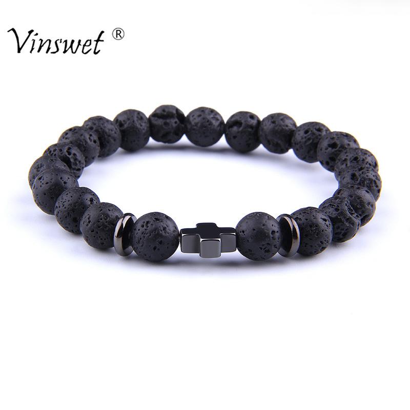 Beaded, Strands Fashion Cross Charm Bracelet For Women Natural Stone Lava Rock Beaded Men Jewelry Accessories Gift Pulseras, Black
Beaded, Strands Fashion Cross Charm Bracelet For Women Natural Stone Lava Rock Beaded Men Jewelry Accessories Gift Pulseras, Black
