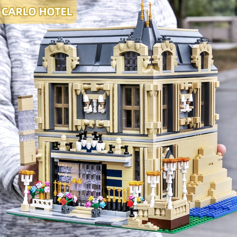 

The MOC Carlo Hotel Model Building Blocks 0927 Streetview House Buildings Funny Assembly Bricks Toys Birthday Kids Christmas Gifts