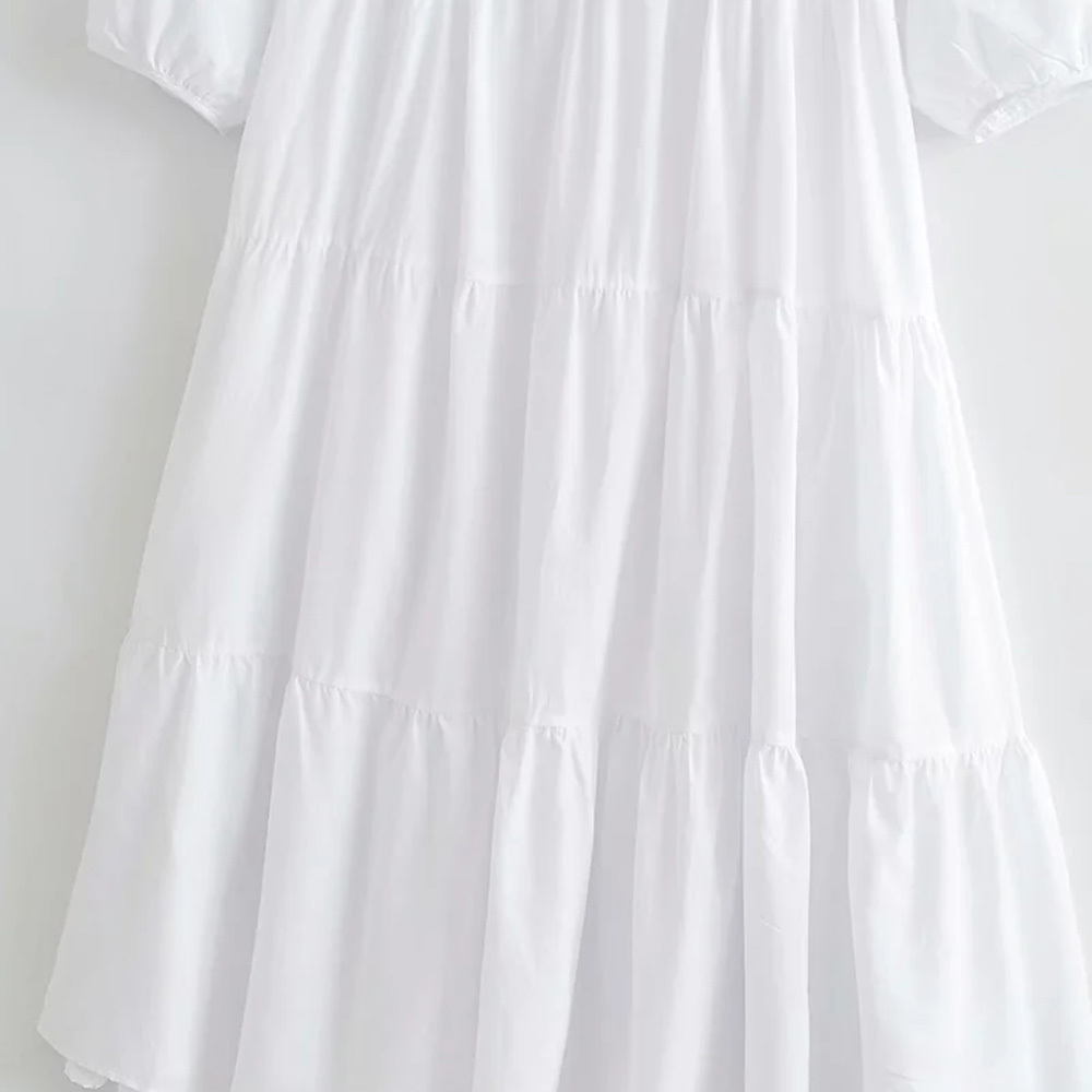 BBWM White Summer Vintage Long Dress Woman V Neck Short Sleeve Elegant Dress For Women Chic Casual Midi Dress 210520