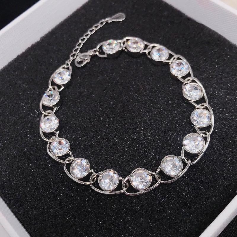 Link, Chain Delicate Sterling Silver Super Flash White Zircon Bracelets For Women Fashion Design Adjustable Bracelet Fine Jewelry, Black
Link, Chain Delicate Sterling Silver Super Flash White Zircon Bracelets For Women Fashion Design Adjustable Bracelet Fine Jewelry, Black