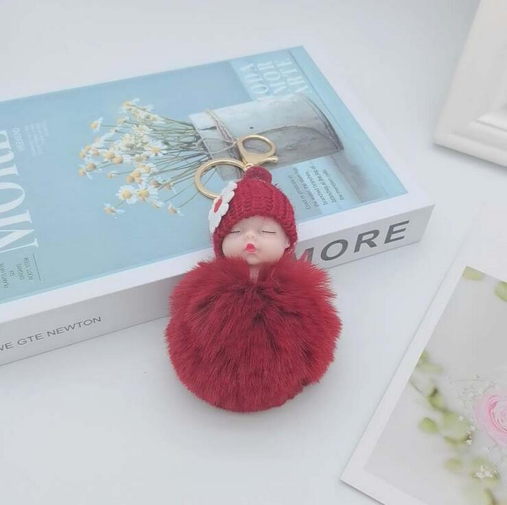 key Rings Cute doll fur ball keyring bag car pendant cartoon plush