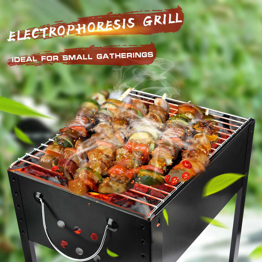 Portable Grill BBQ Foldable Charcoal Barbecue Grill Garden Outdoor Cooking Camping Hiking Picnic Travel Park 210724