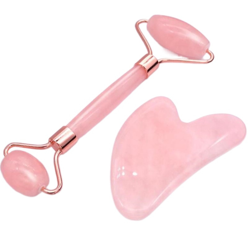 Pink Quartz Facial Relaxation Slimming Tool/rose Quartz Roller Massager For Face Jade Massage Stone Double Head Massage Roller Rollenmassage