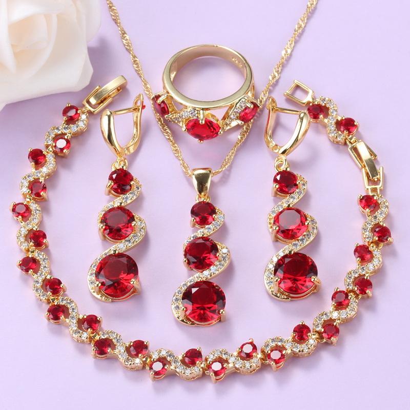 Earrings & Necklace Wedding Red Jewelry Sets For Women Dubai Bridal Costume Garnet Long And Ring Size 6/7/8/9/10, Silver
Earrings & Necklace Wedding Red Jewelry Sets For Women Dubai Bridal Costume Garnet Long And Ring Size 6/7/8/9/10, Silver