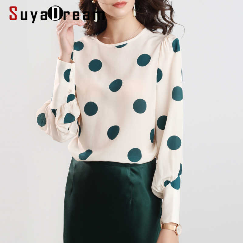 SuyaDream Women Elegant Silk Blouses 100%Silk Crepe Dots Printed Long Sleeved OFFICE Blouse SHIRT Spring Summer Top 210603
SuyaDream Women Elegant Silk Blouses 100%Silk Crepe Dots Printed Long Sleeved OFFICE Blouse SHIRT Spring Summer Top 210603