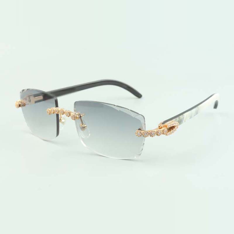 Bouquet Dia buffs Sunglasses 3524015 with Natural mixed buffalo horn glasses and cut Lens 3.0 Thickness