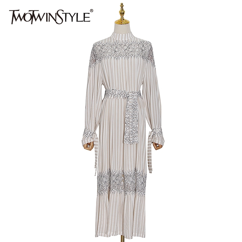 Patchwork Striped Lace Women Dress Stand Collar Long Sleeve High Waist Midi Dresses Female Fall Fashion 210520, Apricot
Patchwork Striped Lace Women Dress Stand Collar Long Sleeve High Waist Midi Dresses Female Fall Fashion 210520, Apricot