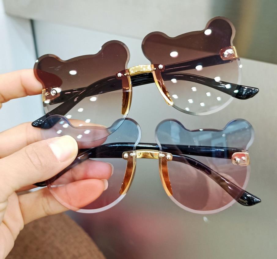 Children Sunglasses Cartoon Bear Shades Boys Girls Eyewear Cute Kids Sun Glasses UV400 Clear Lense Rimless Z260305