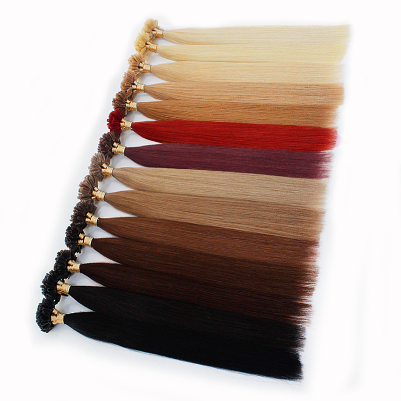 U Tipped Remy Fusion Human Hair Extensions Nail Tip Pre-bonded Keratin 50 strands/pack 30g 40g 50g #1B Black #4 Dark #8 Light brown #613 Blonde 14-26i