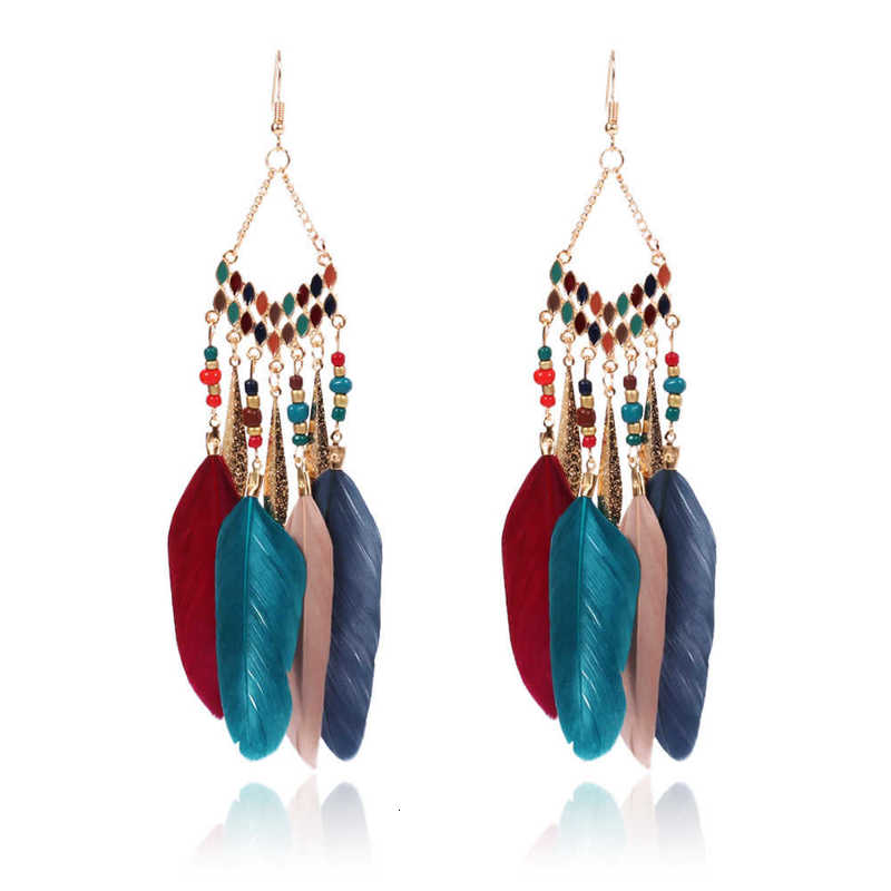 earring handmade feather tassel earrings, rice beads accsori, earrings temperament, long national style alloy jewelry, Golden
earring handmade feather tassel earrings, rice beads accsori, earrings temperament, long national style alloy jewelry, Golden