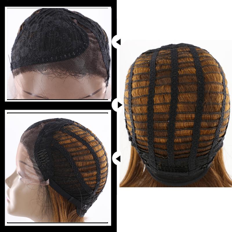 Synthetic Wigs Short Bob Ombre Brown Blonde Lace Front Wig For Black Women X-TRESS Side Part With Baby Hair