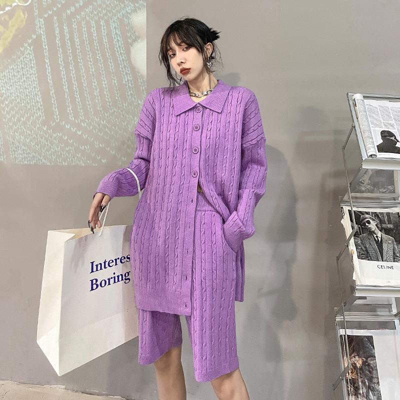 Women's Tracksuits SuperAen Sweater 2021 Autumn Winter Fashion Solid Knitted Cardigan Wide-leg Shorts Two-piece Set, Gray
Women's Tracksuits SuperAen Sweater 2021 Autumn Winter Fashion Solid Knitted Cardigan Wide-leg Shorts Two-piece Set, Gray
