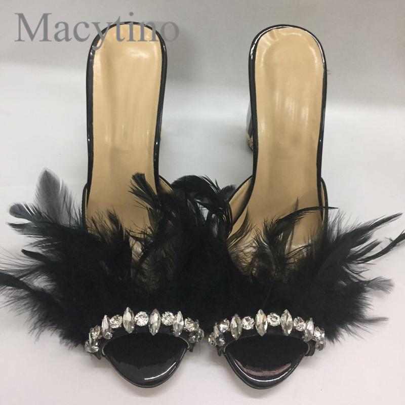 Slippers Black Puffy Feather High Heel Formal Shoes Summer Mules Women Plus Size Party
Slippers Black Puffy Feather High Heel Formal Shoes Summer Mules Women Plus Size Party
