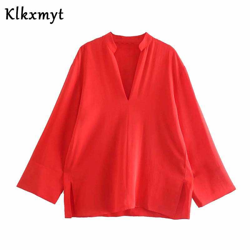 Klkxmyt Za Sets Women Casual Shirt Pants Suit 2 Pieces Blouse Tops And Elastic High Waisted Female Outfit 210527