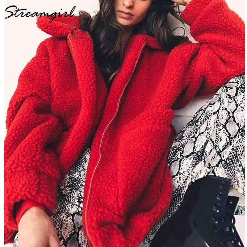 Women Brown Fur Coat Teddy Fluffy Jackets Autumn Winter Warm Soft Zipper Faux Fur Coat Women Loose Outwear Ladies Fur Coats 210421