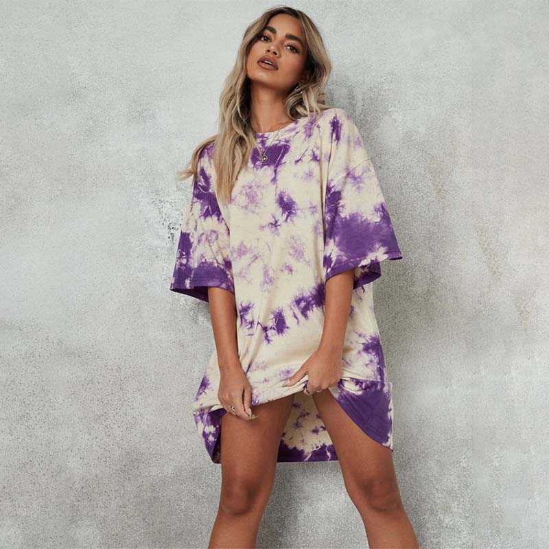 Tie Dye Print Loose Short Sleeve Dres Casual O Neck Streetwear Waist Plus Size Mini Dresses Ropa Mujer 210604, Blue
Tie Dye Print Loose Short Sleeve Dres Casual O Neck Streetwear Waist Plus Size Mini Dresses Ropa Mujer 210604, Blue