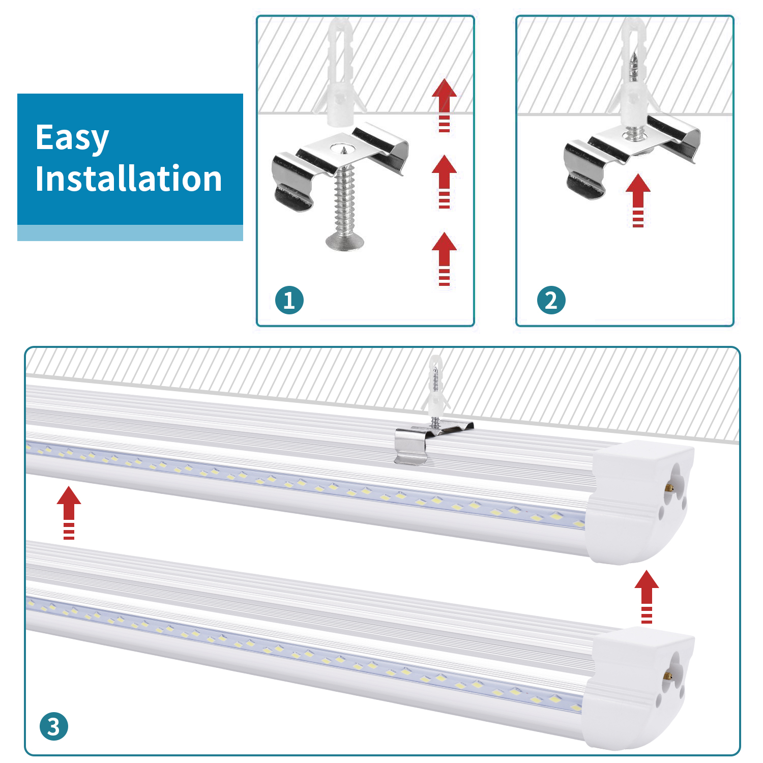 Linkable Shop Light Fixture 2 4 5 6 8 ft T8 LED Tube Integrate V Shape 4ft 8ft Fluorescent Light Replacement led light Fixture Warehouse Garage Lamp