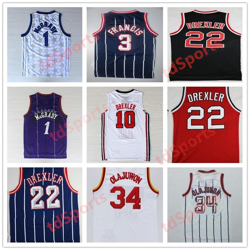 High Quality 22 Clyde Drexler Jersey Black Red 34 Hakeem Olajuwon White Blue Stripe 3 Steve Francis Basketball Jerseys Retro Throw back
High Quality 22 Clyde Drexler Jersey Black Red 34 Hakeem Olajuwon White Blue Stripe 3 Steve Francis Basketball Jerseys Retro Throw back