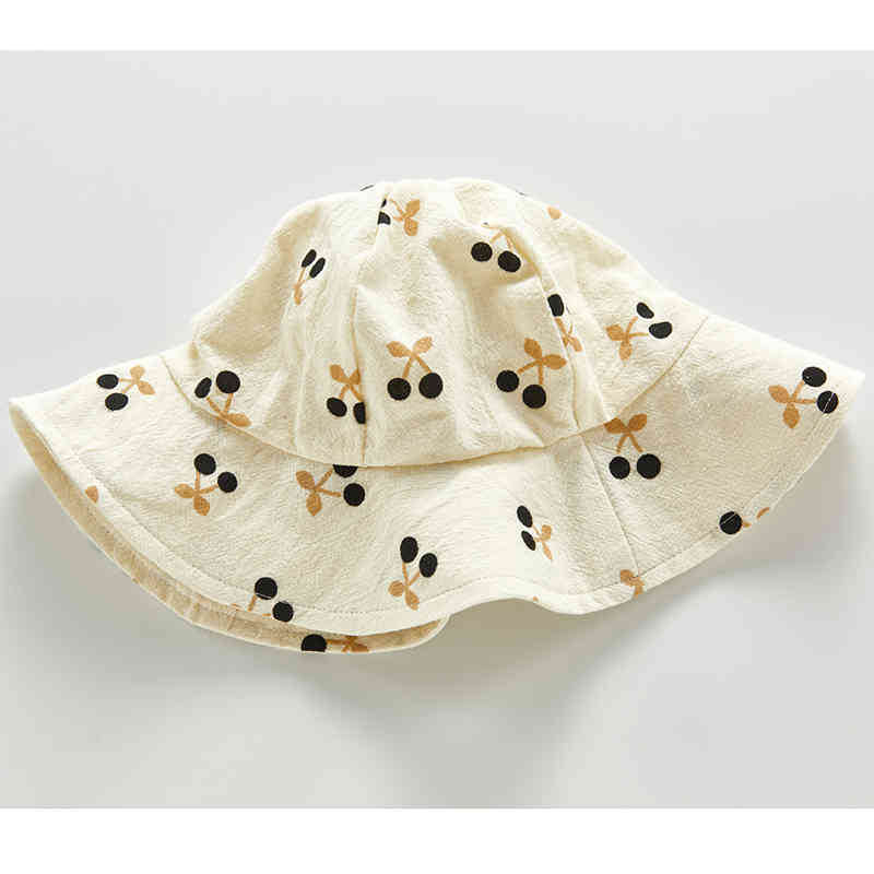 Boys Girls Rompers Korean Style Baby Clothing Set Cherry 2 pieces Bodysuits Single Breast Shirt and Hat 210429