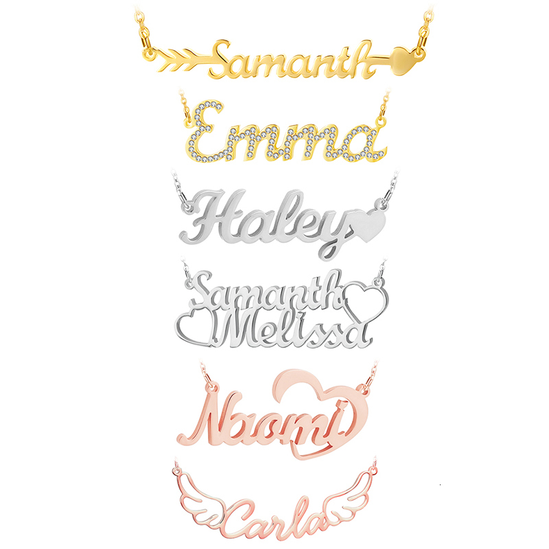 Name Necklace, Nameplate Necklaces Custom Stainless Steel, Old English Style Personalized Jewelry Gift