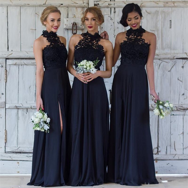 2021 Elegant Navy blue Bridesmaid Dresses for Wedding Chiffon A-Line Halter Slit Formal Dresses Party Lace Modest Maid Of Honor Dress
2021 Elegant Navy blue Bridesmaid Dresses for Wedding Chiffon A-Line Halter Slit Formal Dresses Party Lace Modest Maid Of Honor Dress