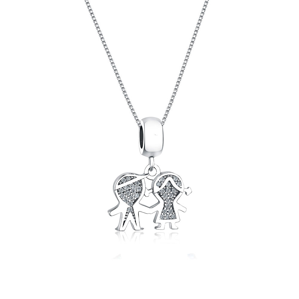 925 Sterling Silver Boy Girl Mix Zirconia Crystal Statement Necklaces & Pendants Chain Beads DIY Women Choker Trinket Collar