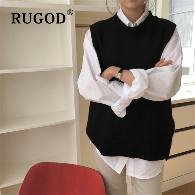 RUGOD Womens Jersey Solid Color O-Neck Sleeveless Oversized Sweater Vest Female All-match Knitwear Fashion Tide Gilet 2021, Black
RUGOD Womens Jersey Solid Color O-Neck Sleeveless Oversized Sweater Vest Female All-match Knitwear Fashion Tide Gilet 2021, Black