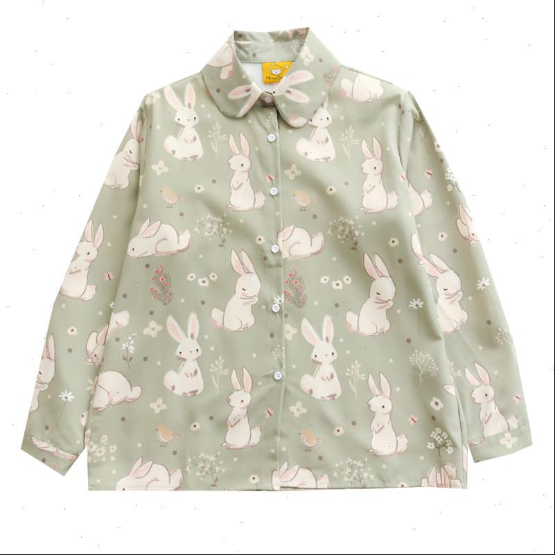 Autumn Japanese Soft Girl Women Shirt Chiffon Kawaii Green Cute Cartoon Rabbit Peter Pan Collar Long Sleeve Tops
Autumn Japanese Soft Girl Women Shirt Chiffon Kawaii Green Cute Cartoon Rabbit Peter Pan Collar Long Sleeve Tops