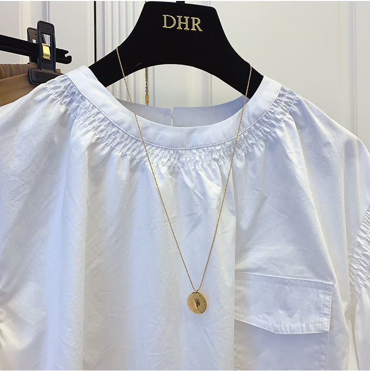 Nomikuma Half Puff Sleeve Doll Shirt Korean Solid Causal Pocket Patchwork Blouse Autumn Sweet Women Top Blusas Mujer 6C963 210427