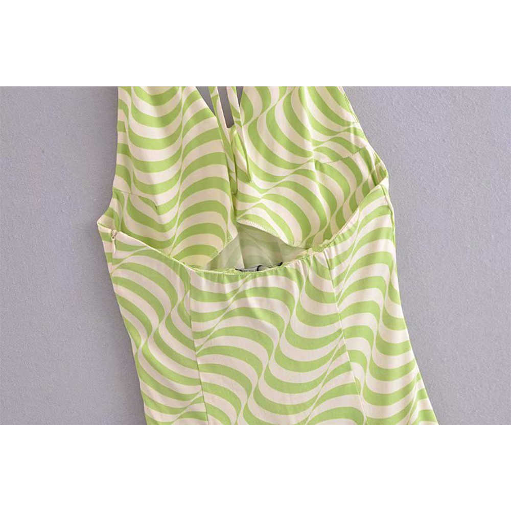 Summer Dress Women Halter Mini Dress elegant Casual Fashion Chic Lady Striped Dresses Woman 210709