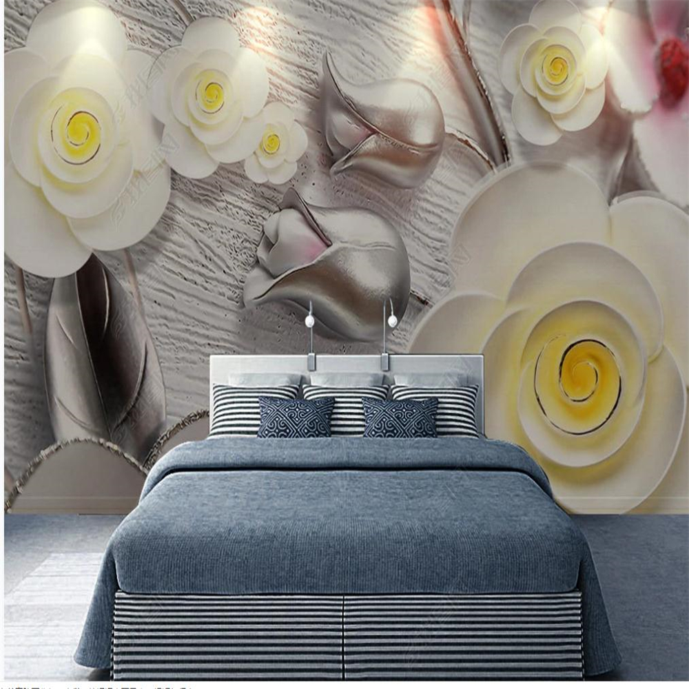3D wallpaper Three-dimensional Color Carving Relief Modern Living Room Background TV Wall Mural