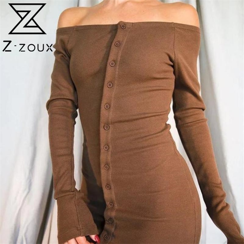 Women Dress Slash Neck Off Shoulder Knitting Dresses Long Sleeve Pink Black Gray Casual 210513