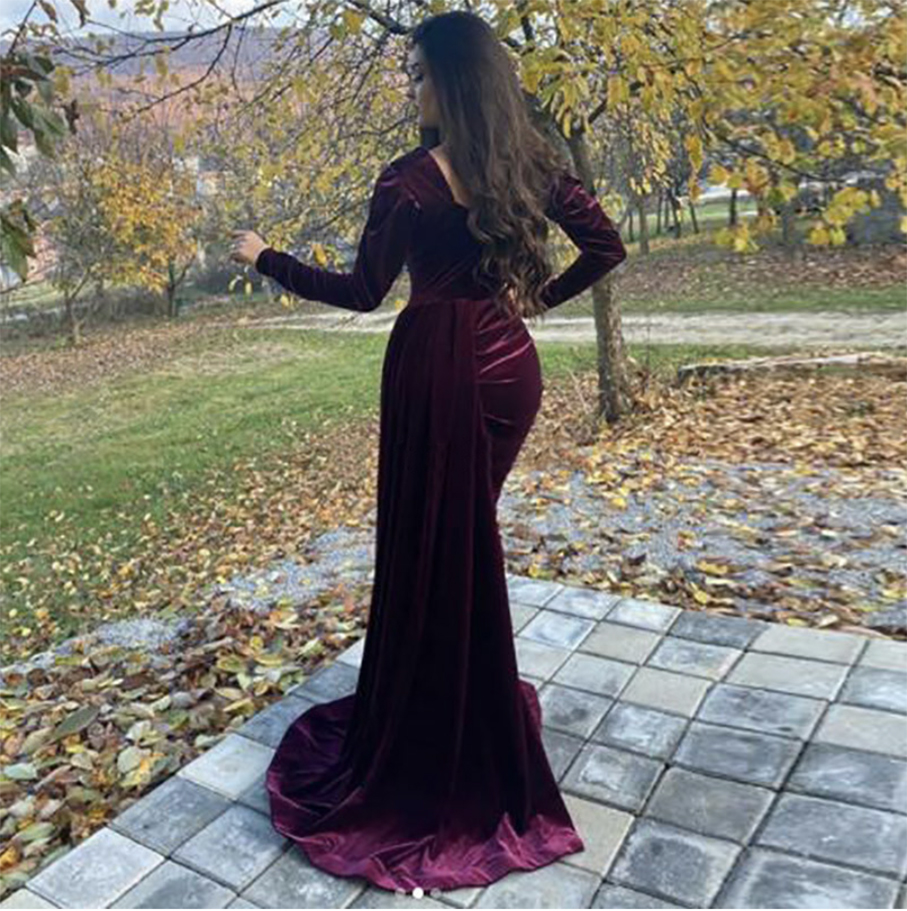 2021 Arabic Evening Sweeteart Long Sleeve Sexy Mermaid Prom Gown Plus Size Veet Mother of the Bride Party Dress 0509