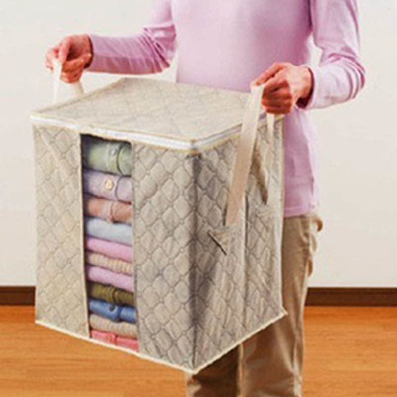 Home Storage Sundries Organizer Thicken Dustproof Eco-friendly Laundry Bag Bamboo Charcoal Foldable Non-woven