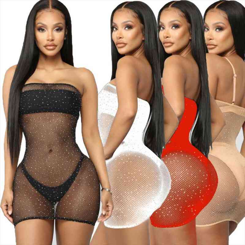 Trend Sexy Rhinestone Mesh Fish Womens Dresses Net Fishnet Cover Ups Ultrathin Sequined Sleepwear, Black;gray
Trend Sexy Rhinestone Mesh Fish Womens Dresses Net Fishnet Cover Ups Ultrathin Sequined Sleepwear, Black;gray